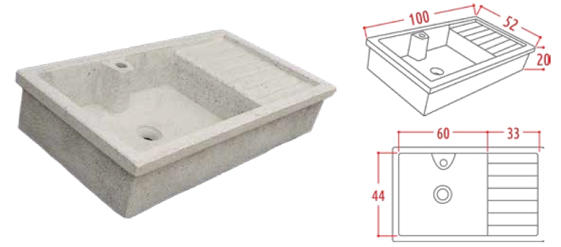 Lavatoio in cemento Bianco Anticato cm. 80 con piede - Edilvibro